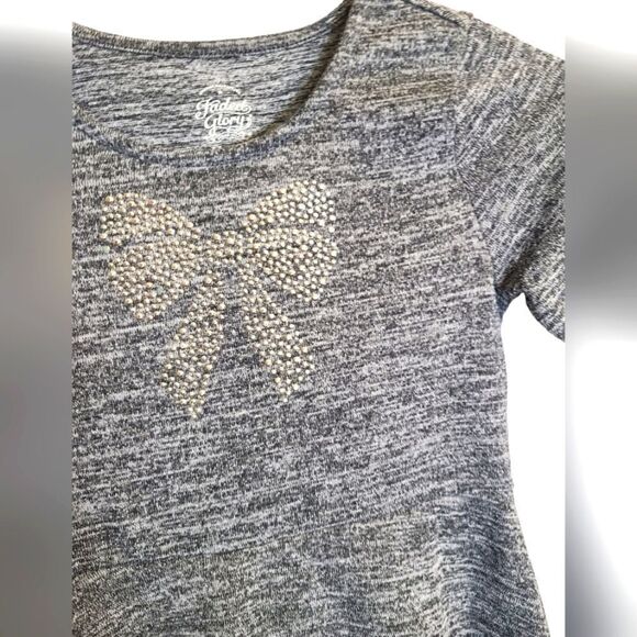 FADED GLORY‎ Dress Blingy Bow Knit Marled Gray Girls sz M (7-8) - Picture 4 of 8